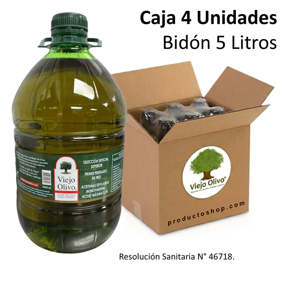 Aceite de Oliva Extra-Virgen Viejo Olivo de 5 Litros - Sevillana | Pack 4 Bidones 1