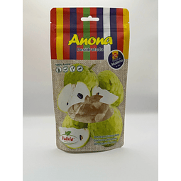 Anona da Madeira desidratada, 100% naturais, sem corantes, conservantes ou açúcares adicionados.