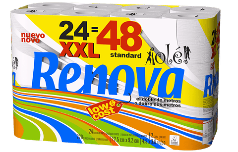 Papel Higiénico 2 Folhas Xxl Renova 24 = 48 Rolos