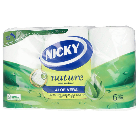 Nicky NATURE ALOE VERA papel higiénico 3 capas