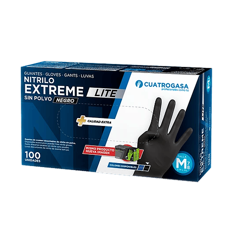 Luvas Nitrilo Extreme Preto - 100 Unidades  tamanho M