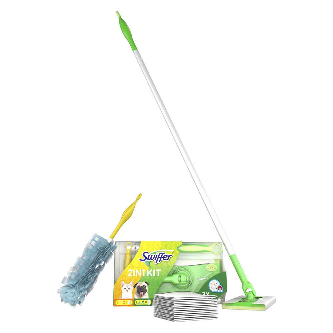 Swiffer Kit Edição Limitada Animais 1 Cabo de Mão + 1 Recarga + 1 Cabo Chão + 8 Recargas 1