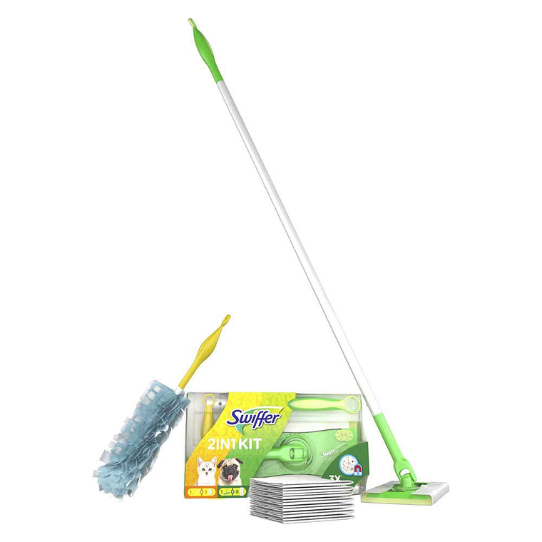 Swiffer Kit Edição Limitada Animais 1 Cabo de Mão + 1 Recarga + 1 Cabo Chão + 8 Recargas 1