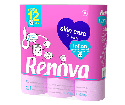 PAPEL HIGIÉNICO SKIN CARE LOTION ROSA 12R