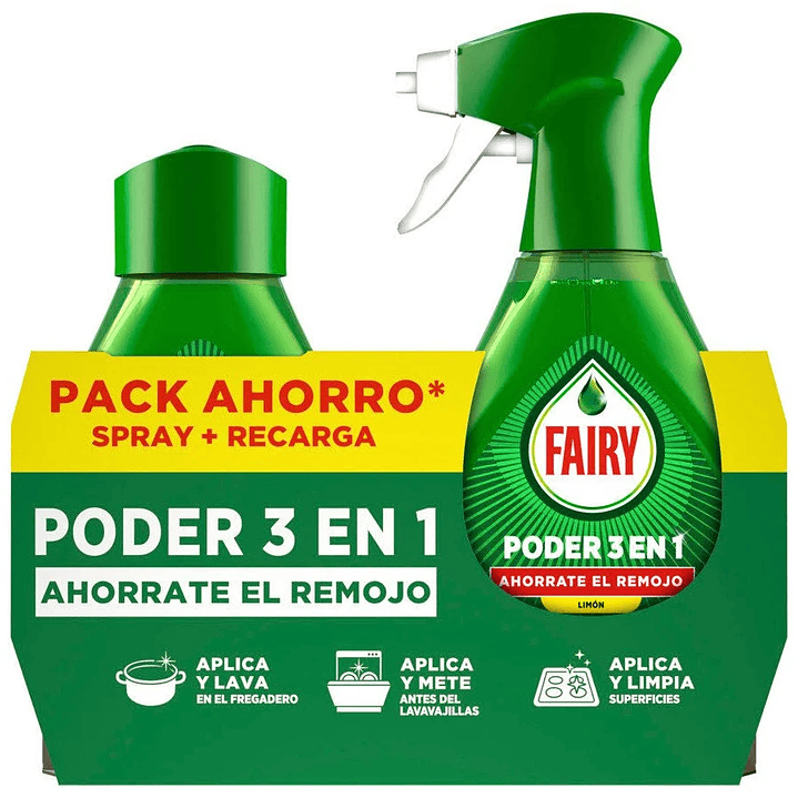 detergente loiça manual fairy limão spray+rec 500ML 1