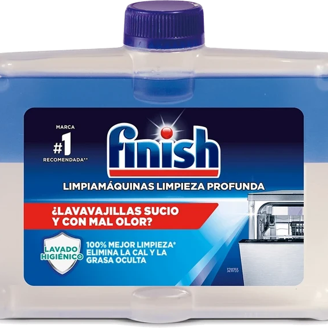FINISH LIMPA MÁQUINAS  250ML PACK REGULAR Finish Limpa Máquinas proporciona uma lavagem higiénica, eliminando a gordura e o calcário e tornando a sua máquina 100% profundamente mais limpa*.  *100% Mai 1