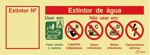 Sinaletica Agente Extintor Água - Fotoluminescente 240x85
