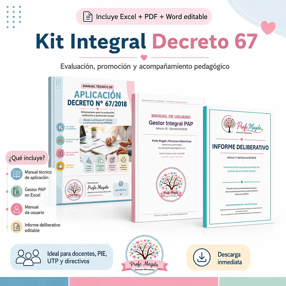 Kit Integral Decreto 67: Evaluación, Promoción y Acompañamiento Pedagógico 1