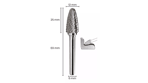 LIMA ROTATIVA FRESA CÓNICA CARBURO TUNGSTENO GENÉRICA 12MM