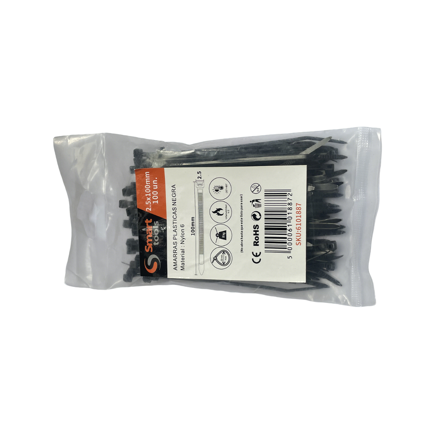 AMARRA PLASTICA NEGRA 2.5X100MM.100UNIDADES