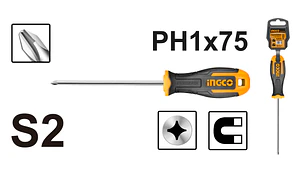 ATORNILLADOR INGCO PHILLIPS # 1 - 5 MM X 75 MM # HS68PH1075(OF)