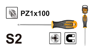 ATORNILLADOR INGCO POZIDRIV PZ1 X 100 MM # HS68PZ1100(OF)