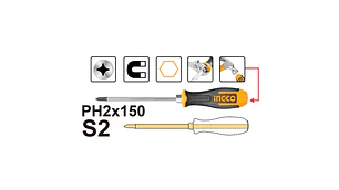 ATORNILLADOR INGCO PHILLIPS DE GOLPE #2 - 6MM X 150MM #HGTS68PH2150