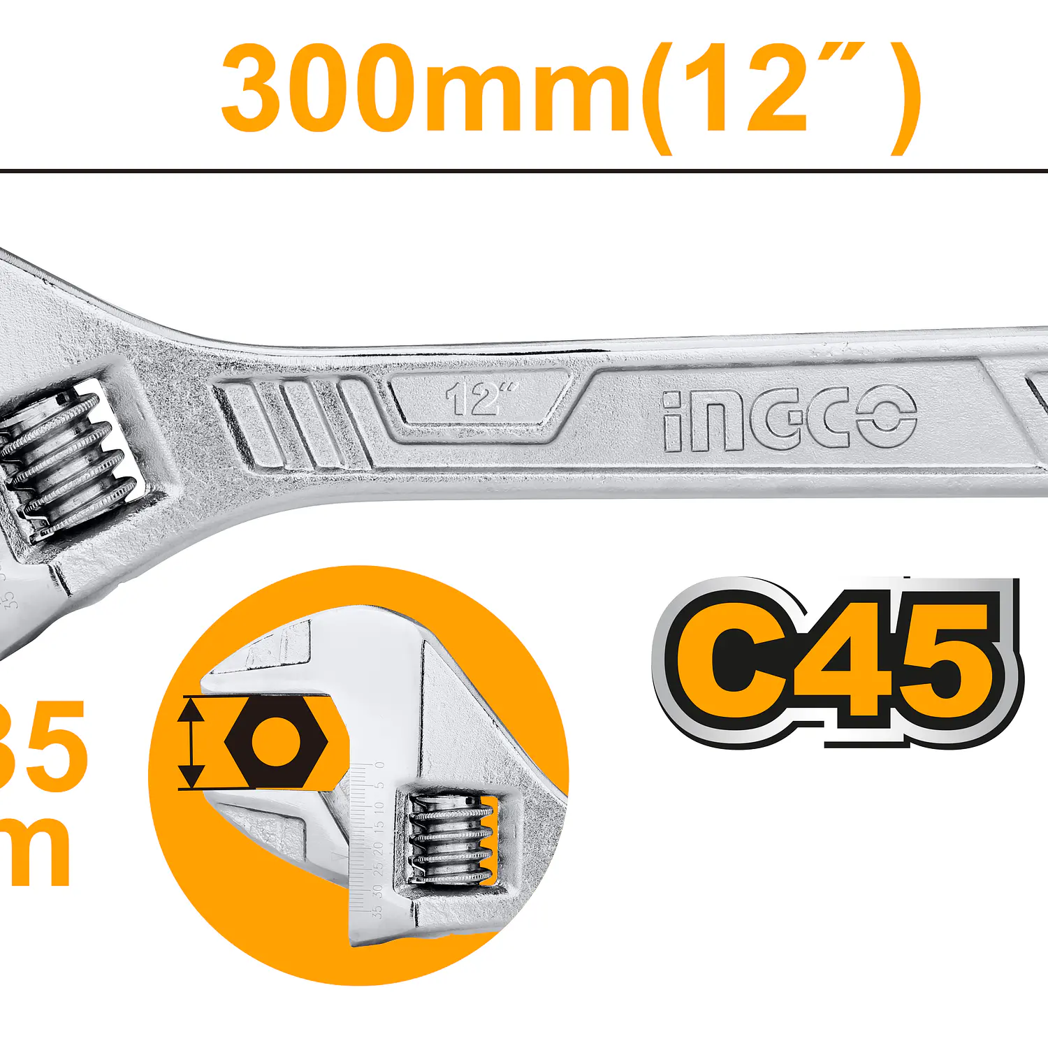 LLAVE FRANCESA INGCO CROMADA 12