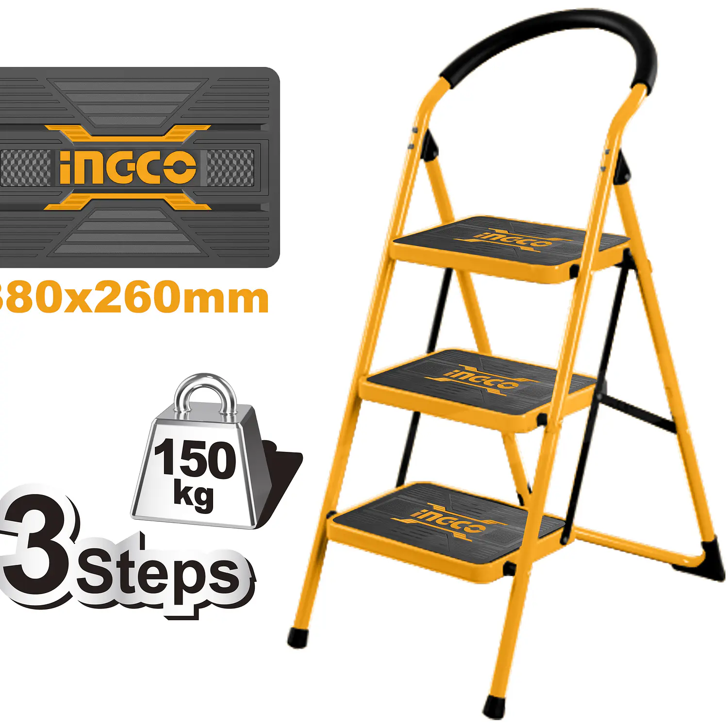 ESCALERA INGCO ACERO TUBULAR 3PL 150KG #HLAD09031