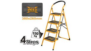 ESCALERA INGCO ACERO TUBULAR 4PL 150KG #HLAD09041