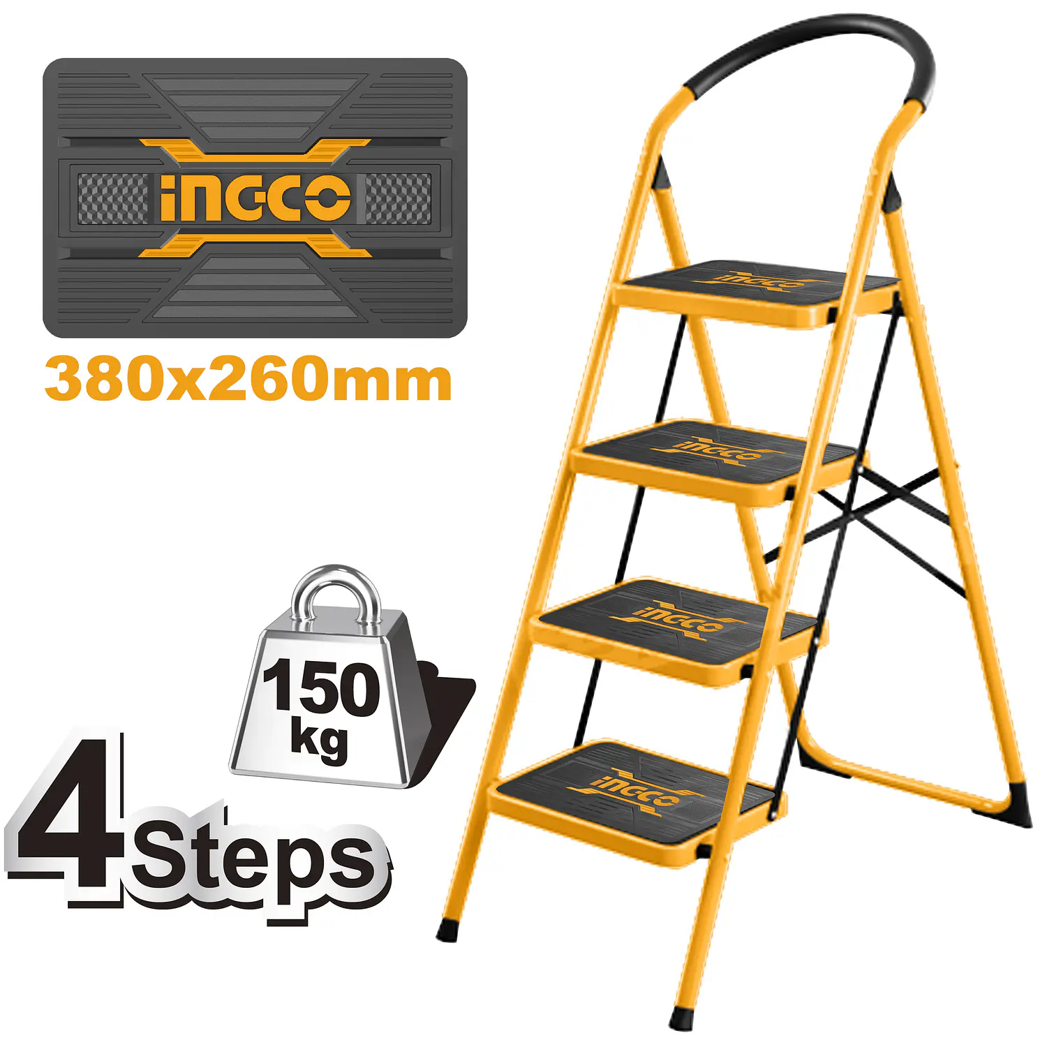 ESCALERA INGCO ACERO TUBULAR 4PL 150KG #HLAD09041
