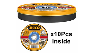 DISCO DE CORTE INGCO METAL/ACERO 115 MM JGO.10 PZAS 4 1/2 X1.2 X 7/8 #MCD121155
