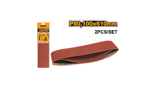 LIJA DE BANDA INGCO GRANO 80 100x610MM JGO.2 PZAS # BSP020801