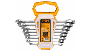 LLAVE PUNTA Y CORONA INGCO C/CHICHARRA 8-19 MM JGO.8 PZAS # HKSPAR1082