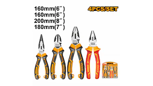 ALICATE INGCO PROFESIONAL JGO.4 PIEZAS # HKPS28458