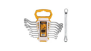 LLAVE CORONA Y CORONA INGCO ACODADAS 6-22 MM JGO. 8 PIEZAS # HKSPA3088