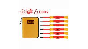 ATORNILLADOR INGCO AISLADO PRECISION 1000V JGO.6 PZAS # HKIPSD0601