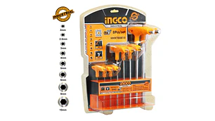 LLAVE ALLEN INGCO TIPO T INDUSTRIAL 2 - 10 MM JGO 8 PZ #HHKT80818