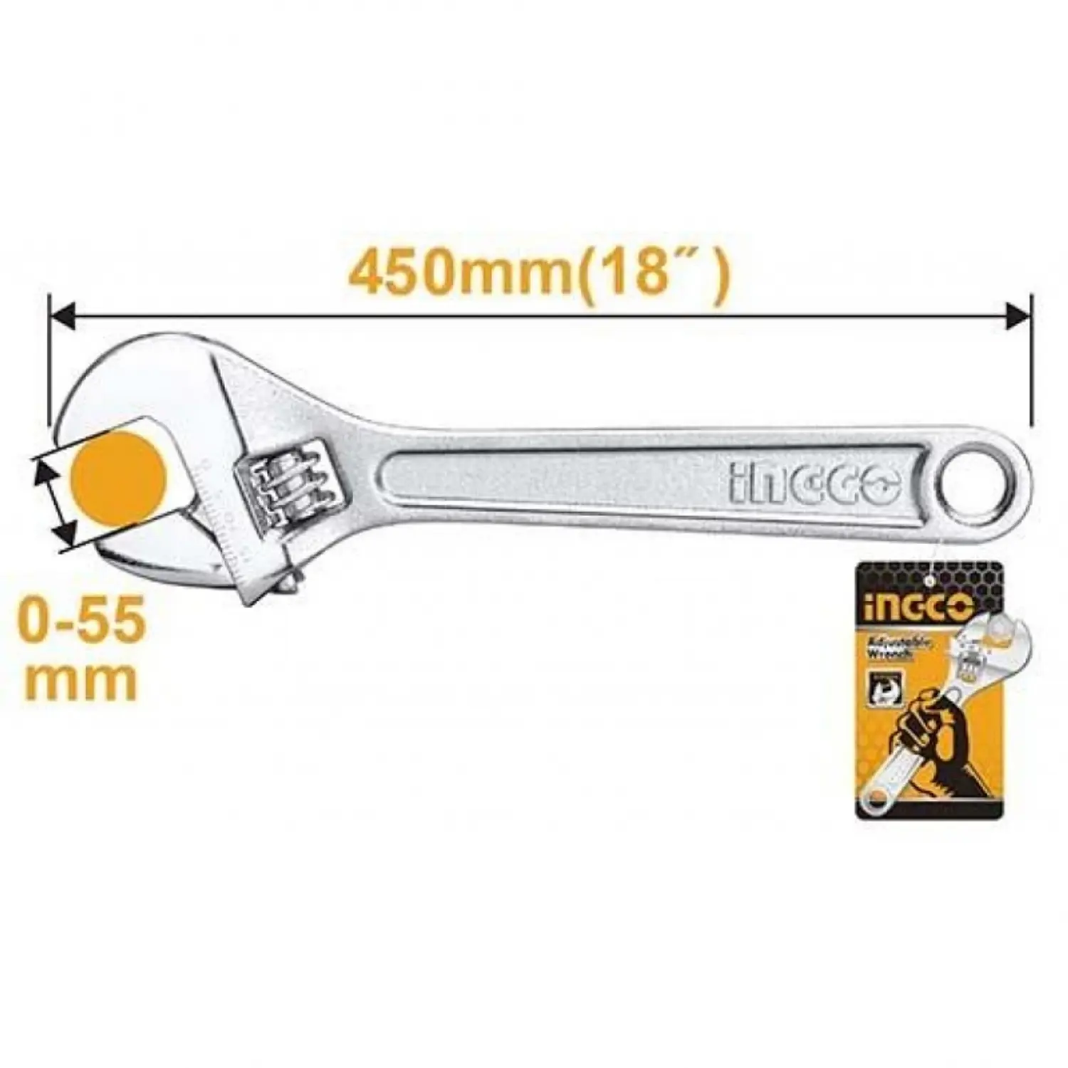 LLAVE FRANCESA INGCO CROMADA 18