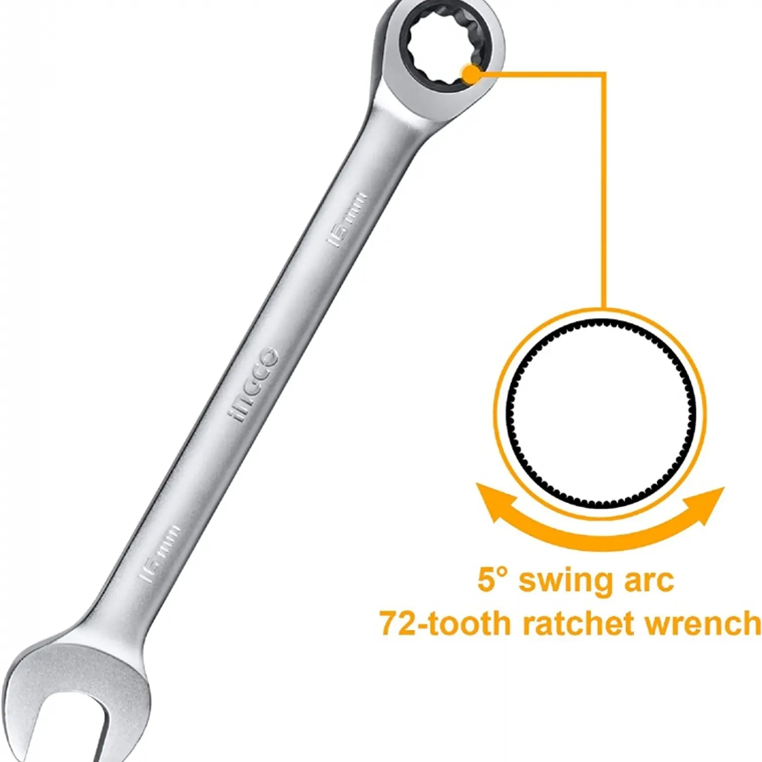 LLAVE PUNTA CORONA INGCO C/CHICHARRA 15 MM # HCSPAR151