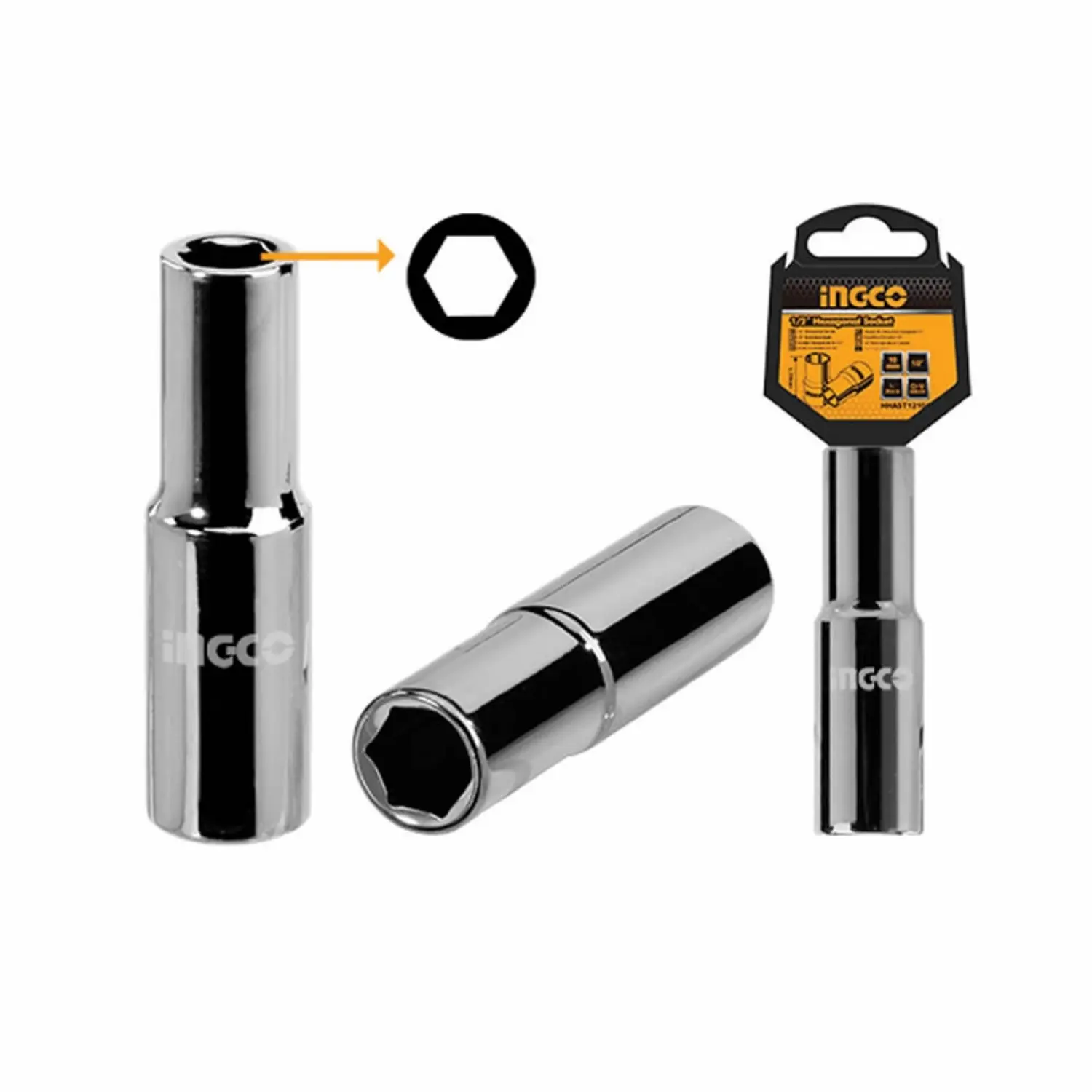LLAVE DADO LARGO INGCO 6 PTA 1/2 DR 30 MM # HHAST12303L