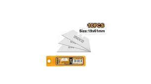 HOJA REPTO. CUCHILLO CARTONERO INGCO 61 X 19 MM JGO.10 PZS # HUKB61001
