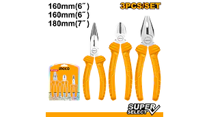 ALICATE INGCO UNIVERSAL, PUNTA, CORTE DIAGONAL SUPER SELECT JGO 3PZAS # HKPS08311(OF)