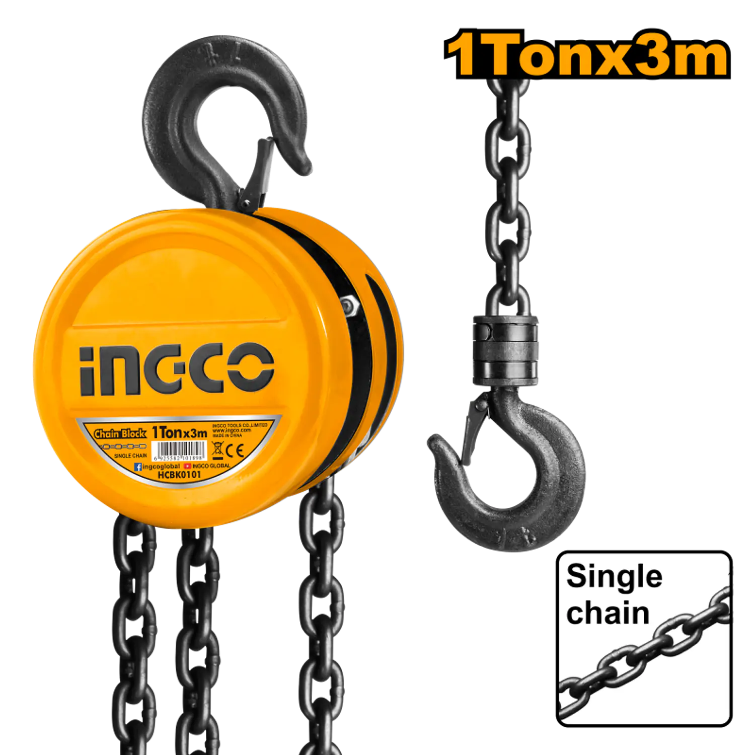TECLE INGCO CADENA 1,0 TON X 3 MTS # HCBK0101