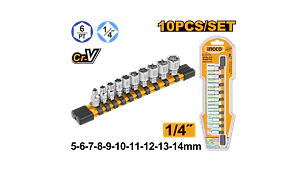 LLAVE DADO INGCO 1/4 DR JGO.10 PZS # HKTS14103