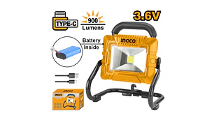 LAMPARA INGCO PORTATIL 3,6V C/BATERIA Y CABLE USB #HRLF4415