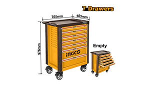 CAJA HERRAMIENTAS INGCO METALICA 765X465X812 MM C/RUEDAS Y 7 BANDEJAS # HDTC01072