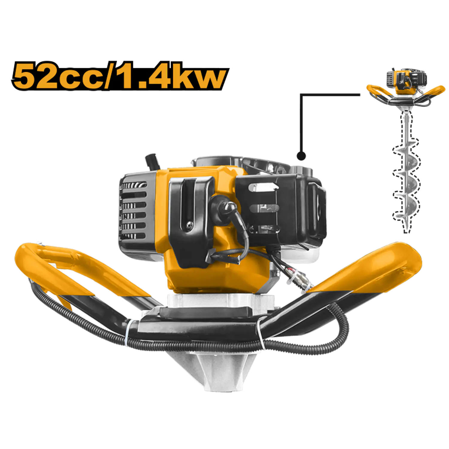 AHOYADORA INGCO A GASOLINA/ACEITE 52CC CON 1 BARRENO #GEA55221-1