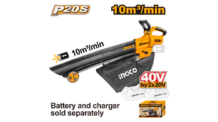 SOPLADOR ASPIRADOR INGCO INALAMB.40V S/BAT.S/CARGADOR #CABLI2003