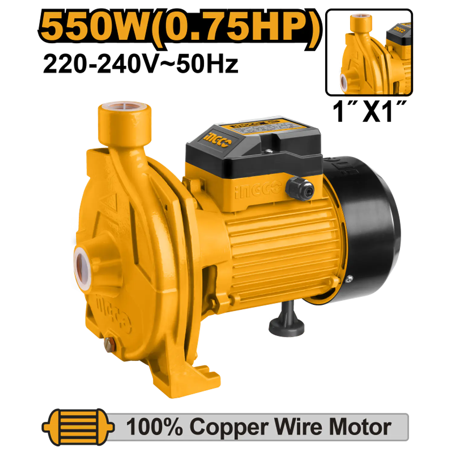 BOMBA AGUA CENTRIFUGA INGCO 550W-0,75 HP # CPM5508(OF)