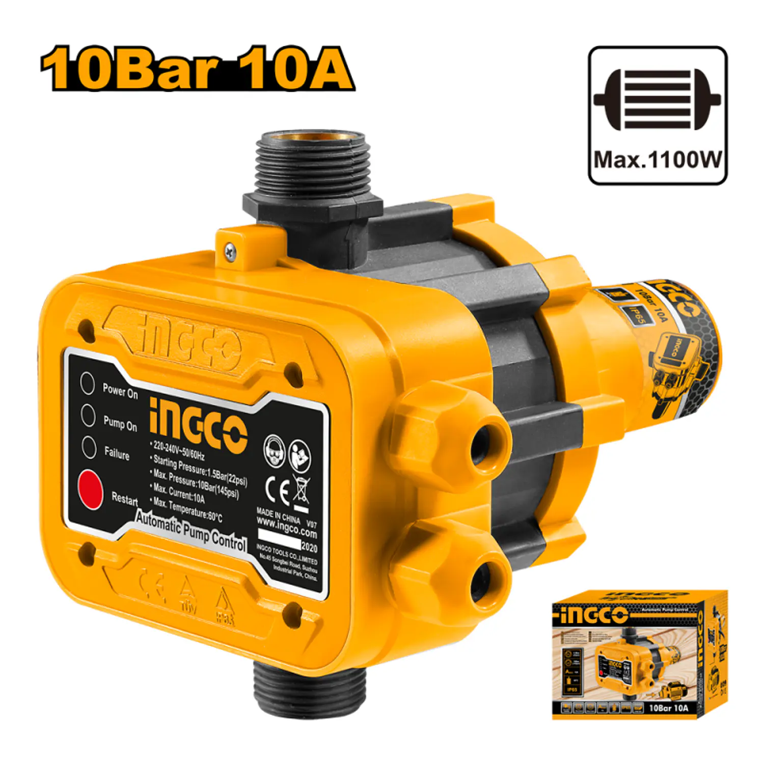 CONTROL DE PRESION AUTOMATICO INGCO P/BOMBA DE AGUA 1,5 BAR # WAPS001