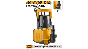 BOMBA SUMERGIBLE INGCO 400 WATTS FLUJO 117L. P/MIN. # SPC4008