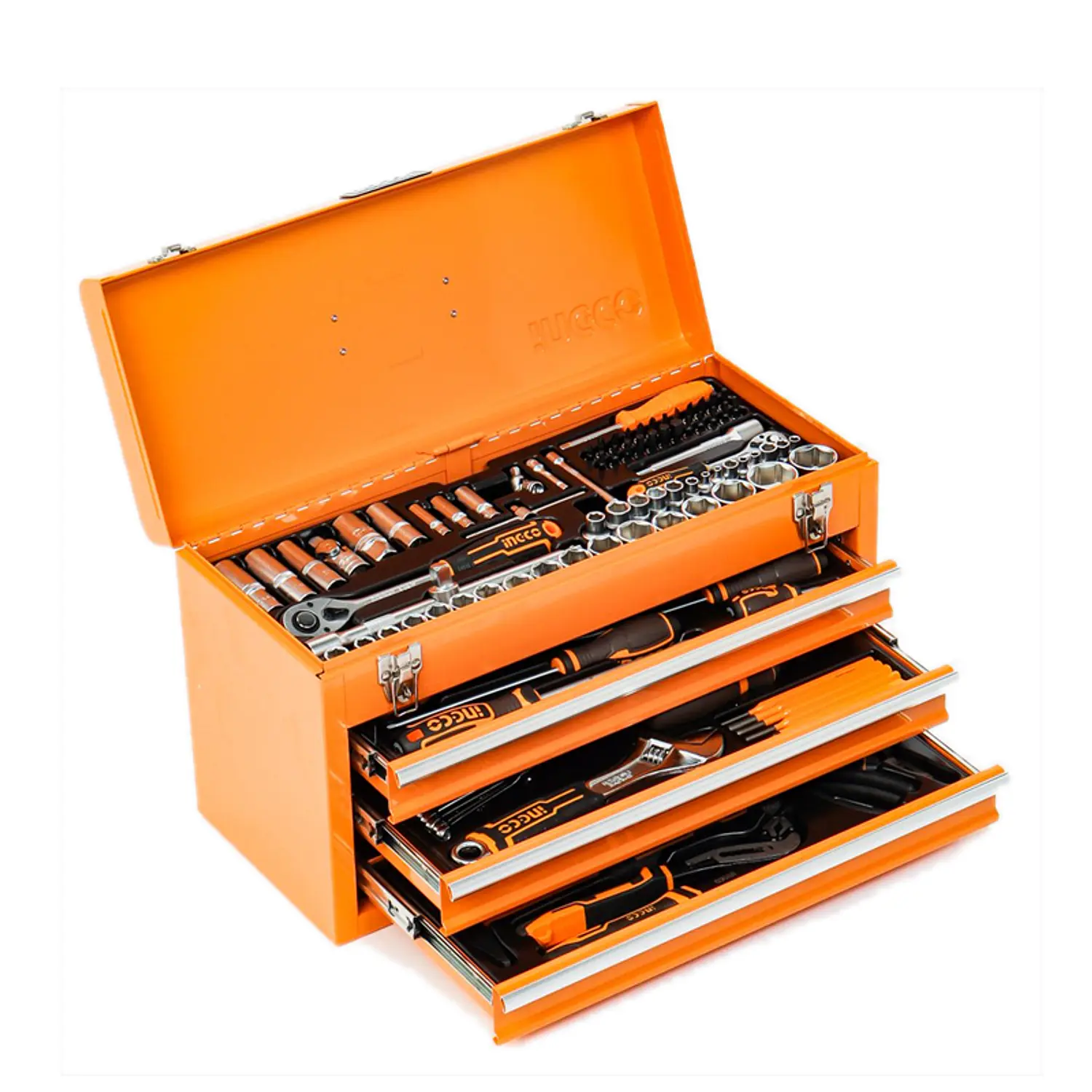 CAJA INGCO METALICA C/HERRAMIENTAS JGO 132 PZAS #HTCS221321