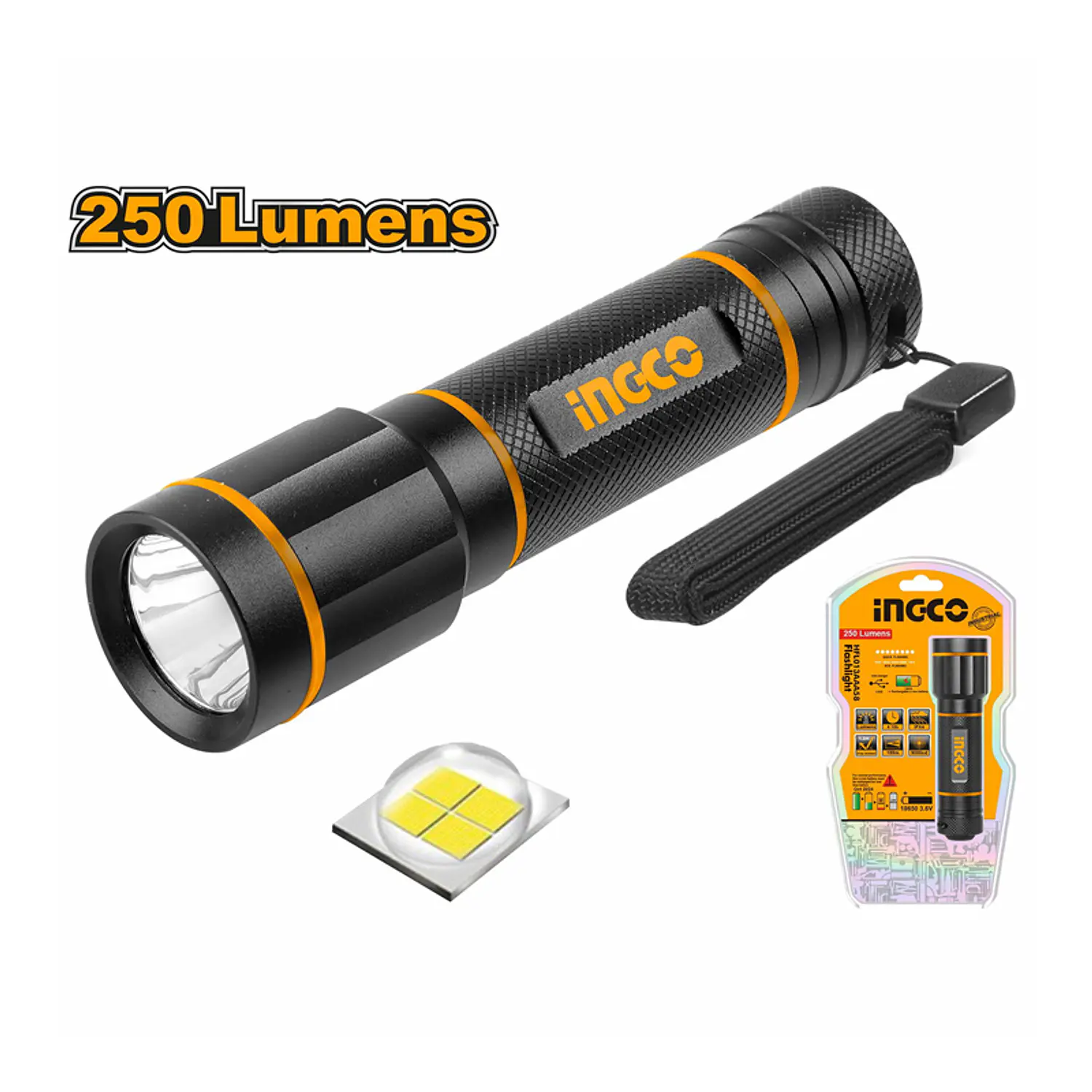 LINTERNA INGCO INDUSTRIAL ALUMINIO LED 3 PILAS AAA # HFL013AAA58