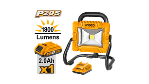 LAMPARA INGCO LED 20V - 20W C/BAT.C/CARGADOR # CWLI20258
