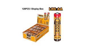 PILA ALCALINA INGCO 2 A 1,5V CAJA 128 PILAS #HAB2A01