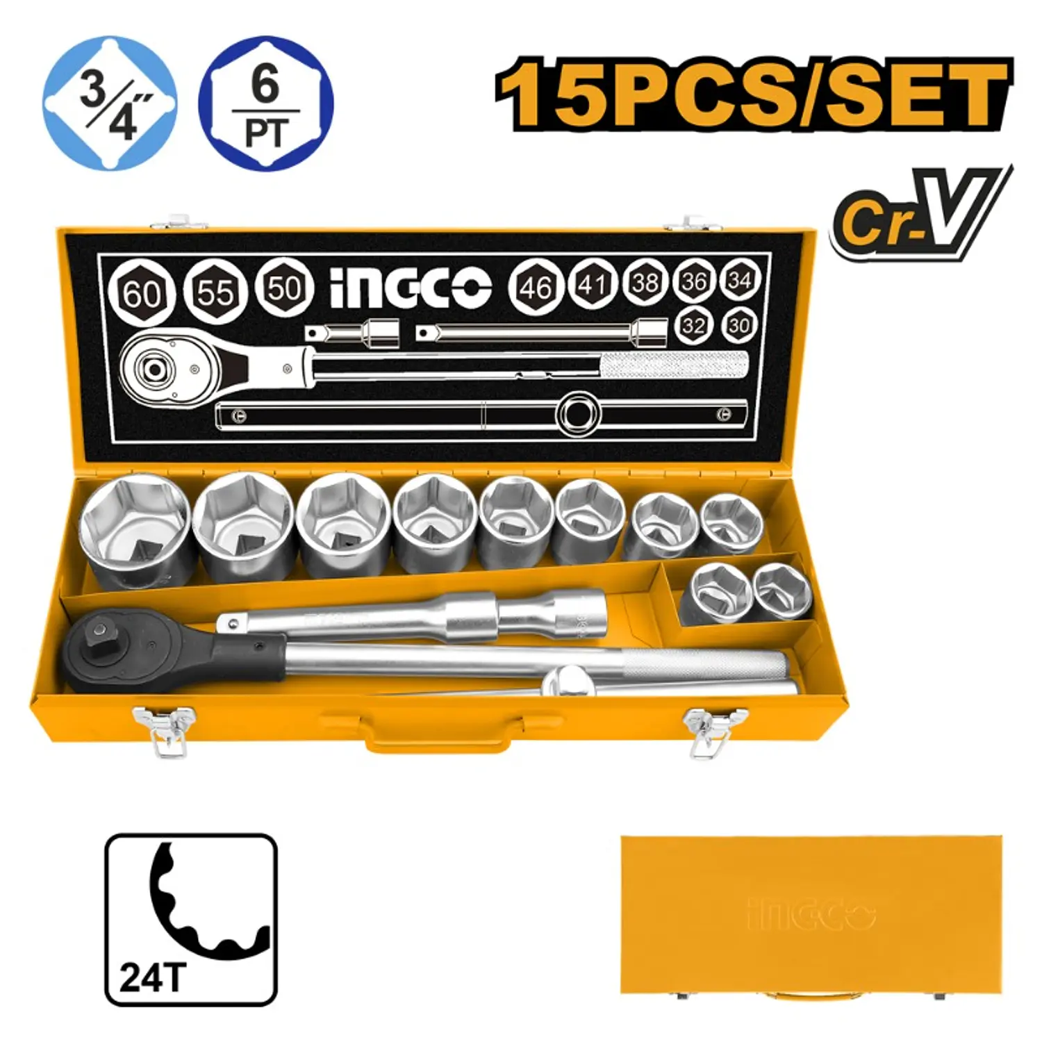 DADOS INGCO 3/4 DR JGO. 15 PIEZAS CON MALETIN # HKTS034151