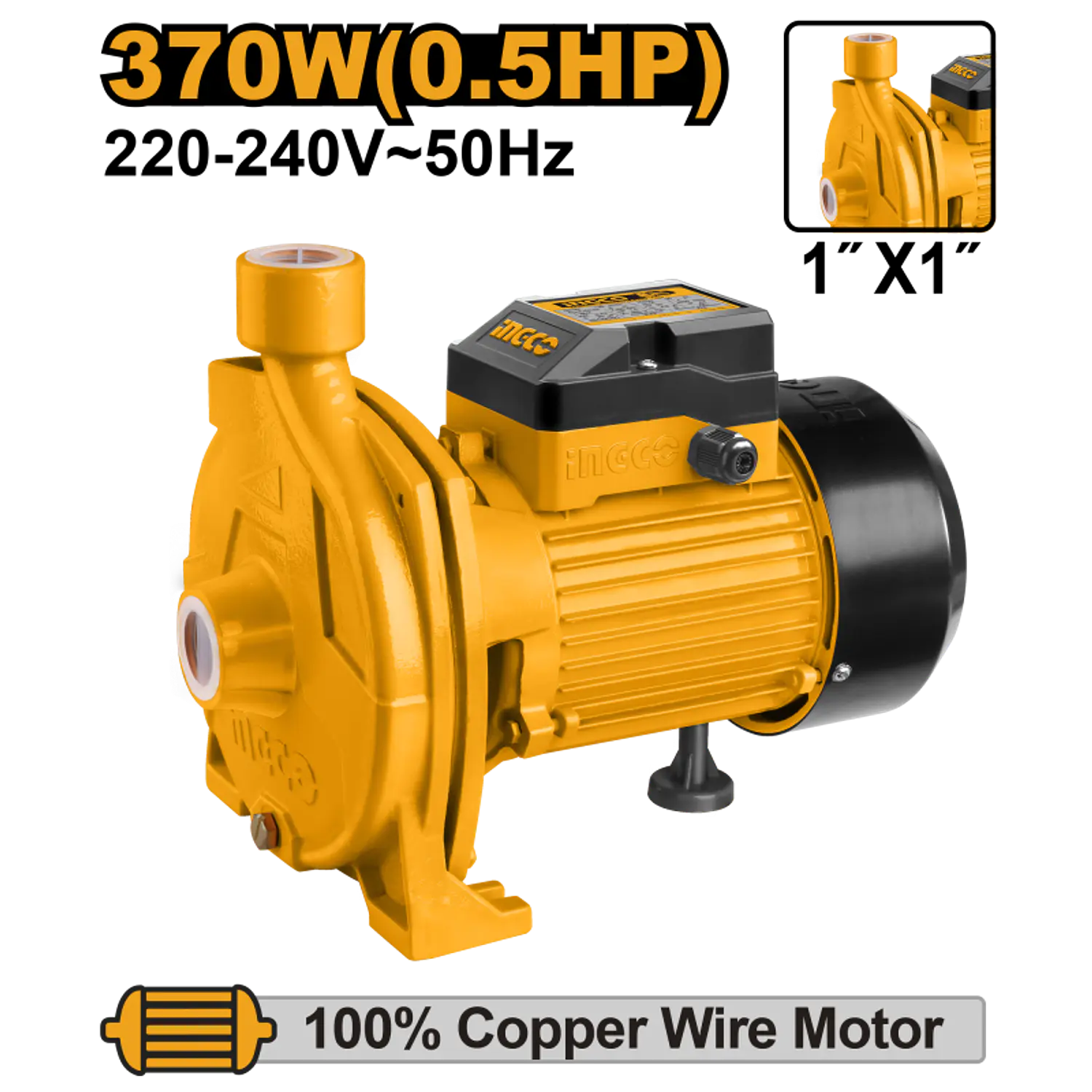 BOMBA DE AGUA CENTRIFUGA INGCO 370 WATTS - 0,5 HP # CPM3708