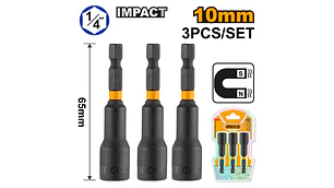 ADAPTADOR INGCO MAGN. IMPACTO 1/4 DR P/PUNTAS MAGN. 3 PZAS 10X65MM #AMN1031