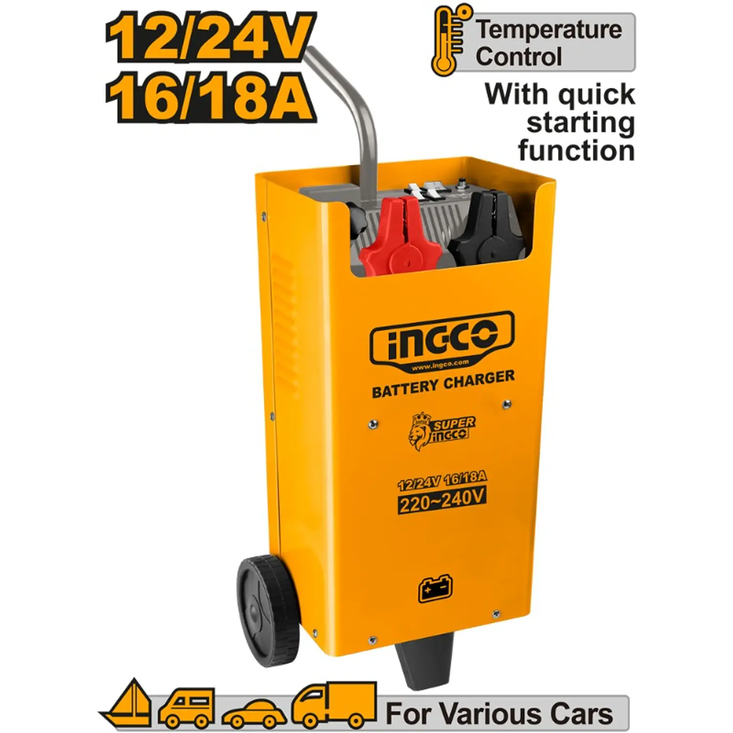 CARGADOR BATERIAS INGCO INDUSTRIAL 12/24VOLT 300 AMP #ING-CD2201